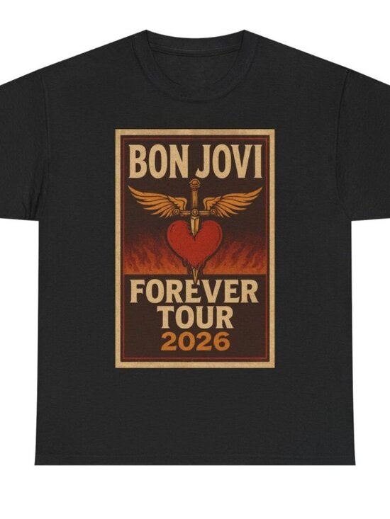 George P Other - Bon Jovi T-Shirt Forever Tour 2026 Graphic Tee Vintage Band Merch Black T Shirt